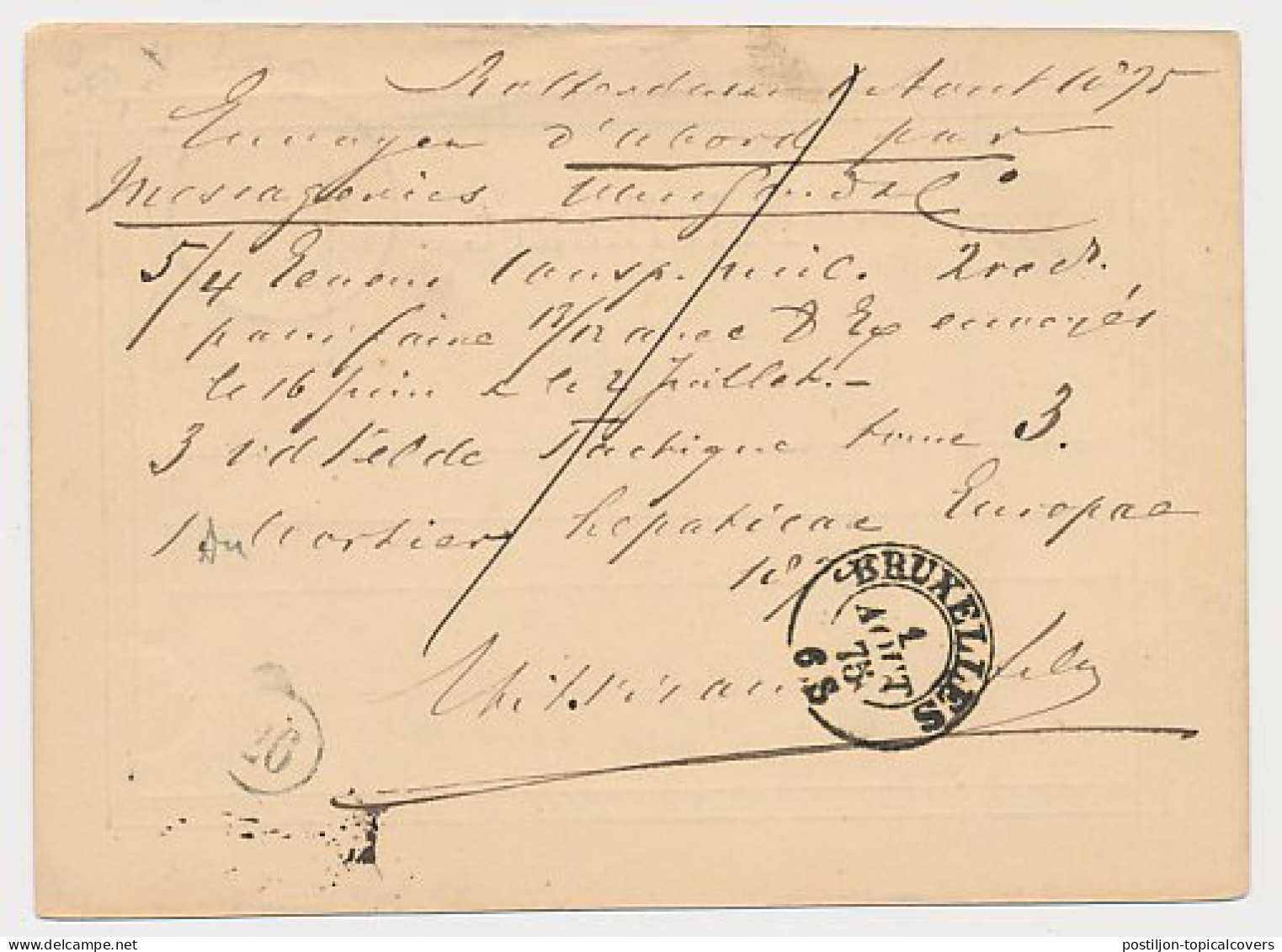 Briefkaart G. 8 Rotterdam - Belgie 1875 - Entiers Postaux