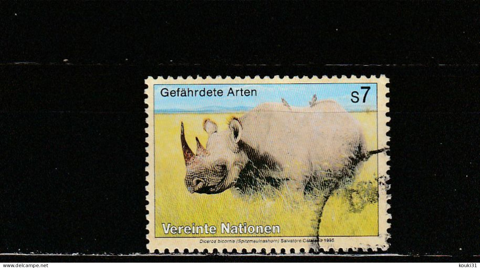 Nations Unies (Vienne) YT 200 Obl : Rhinocéros Noir - 1995 - Usati