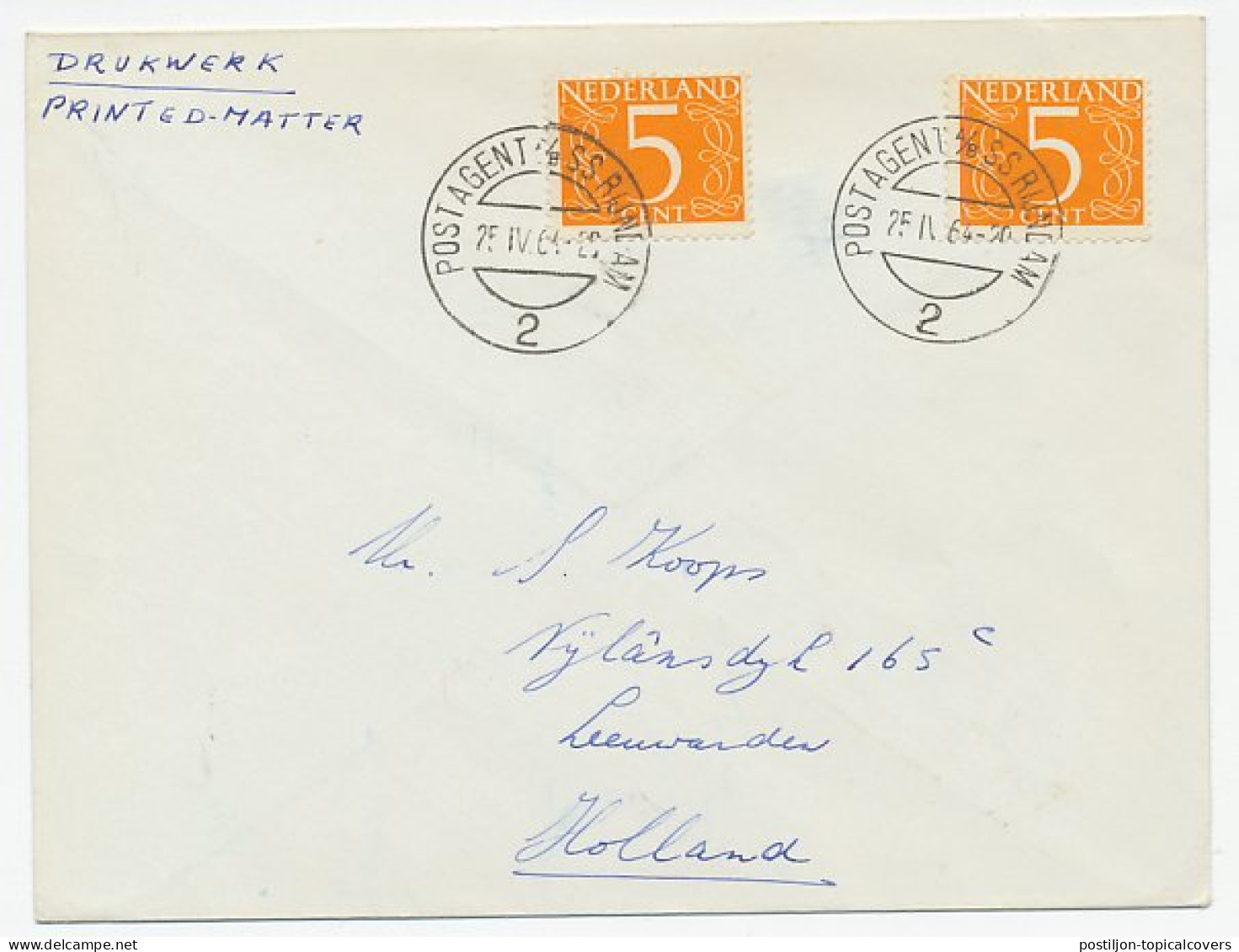 Postagent SS Rijndam 1964 : Naar Leeuwarden - Non Classés