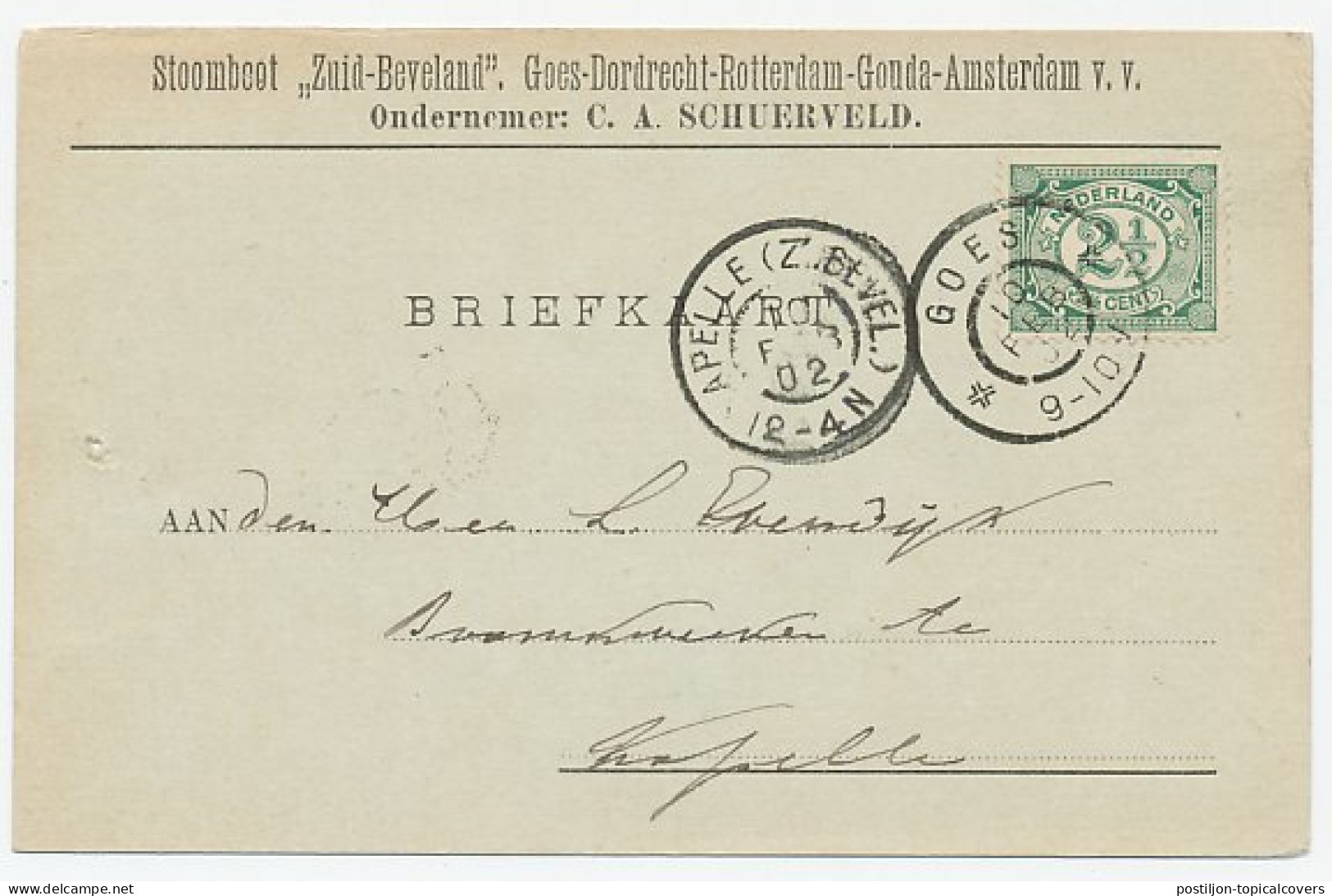 Firma Kaart Stoomboot Onderneming Goes 1902 - Ohne Zuordnung