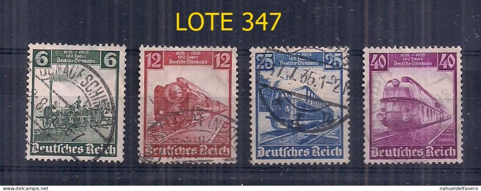 ALLEMAGNE REICH 1935 Yv 539/42 CINQUANTE ANNIVERSAIRE DES CHEMINS DE FER UTILISÉS - Oblitérés