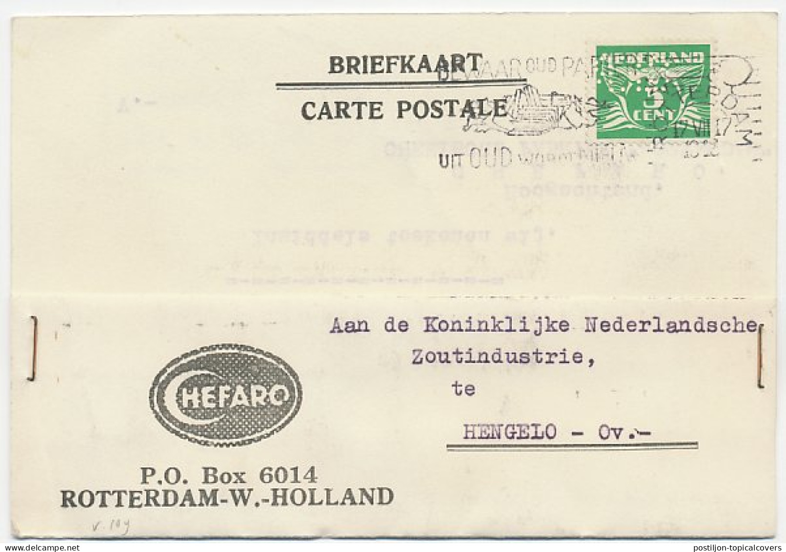 Perfin Verhoeven 103 - C.F.R. - Rotterdam 1943 - Ohne Zuordnung