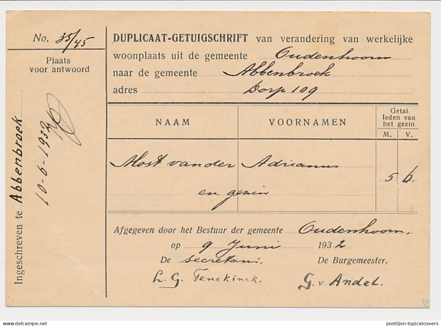 Treinblokstempel : Hellevoetsluis - Rotterdam III 1932 - Ohne Zuordnung