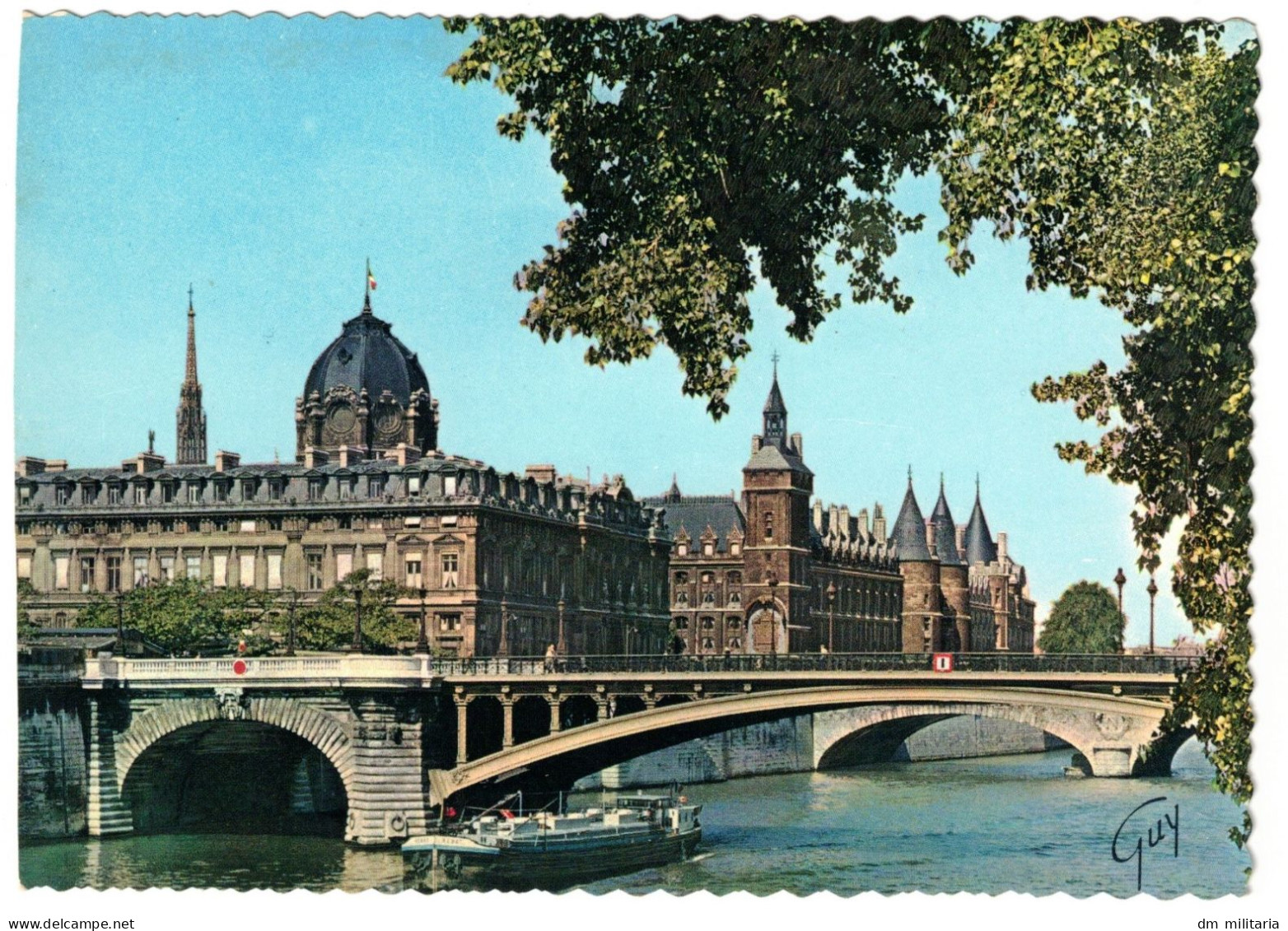 75 - CARTE - PARIS - BELLE VUE SUR PÉNICHE - BATELLERIE - MARINIERS - LA SEINE - PONT NOTRE DAME - PALAIS DE JUSTICE - Houseboats