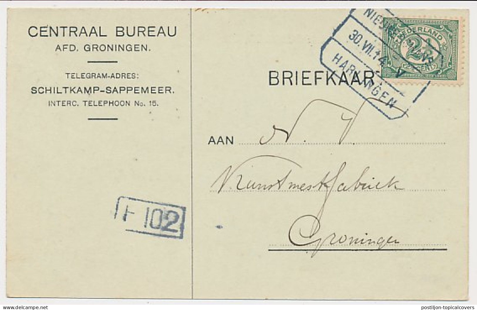 Treinblokstempel : Nieuweschans - Harlingen V 1914 - Ohne Zuordnung
