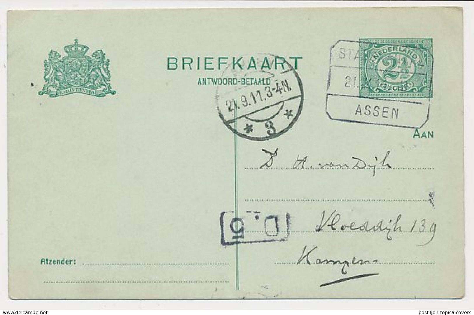 Treinblokstempel : Stadskanaal - Assen B 1911 - Ohne Zuordnung