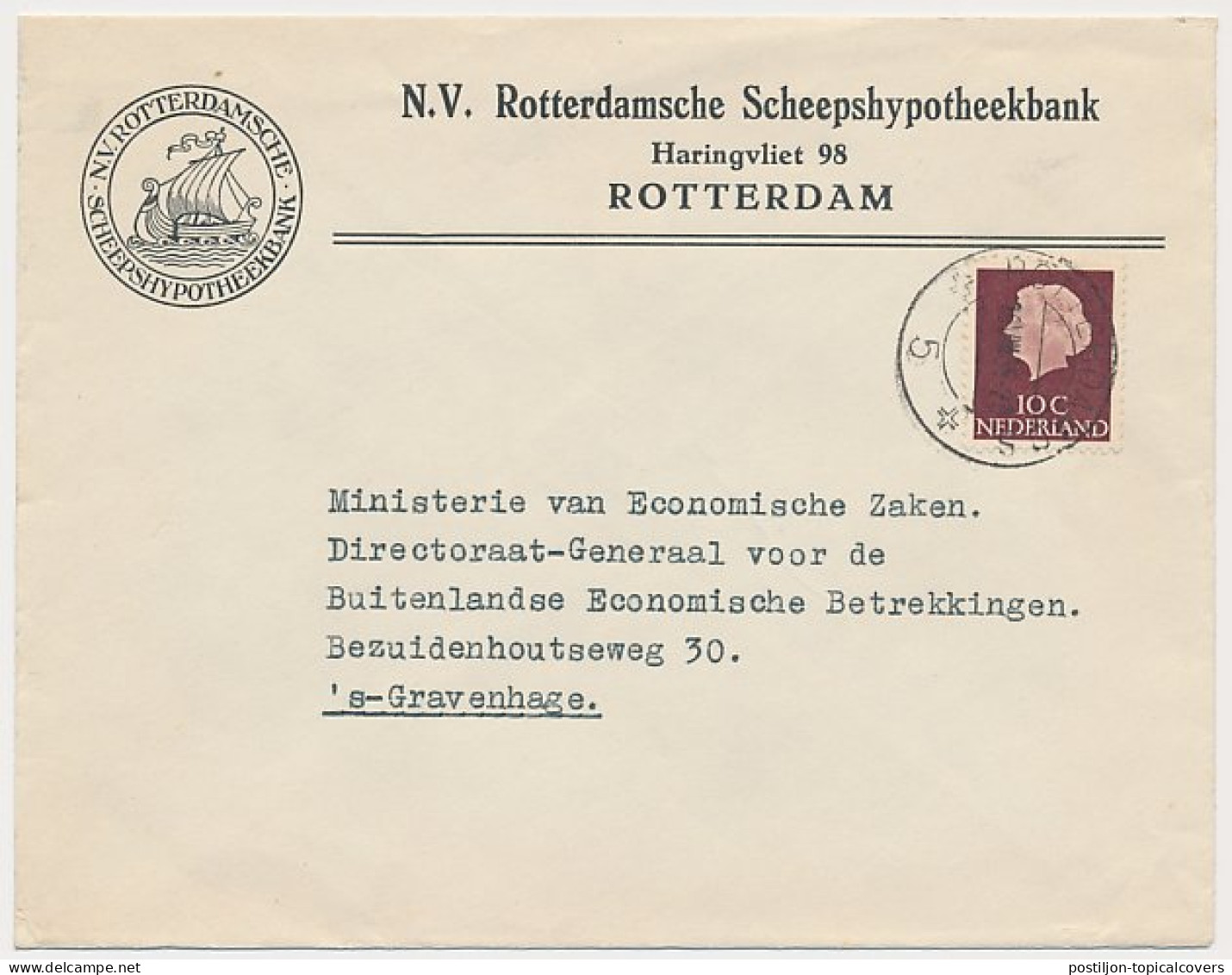 Envelop Rotterdam 1956 - Rotterdamsche Scheepshypotheekbank - Ohne Zuordnung