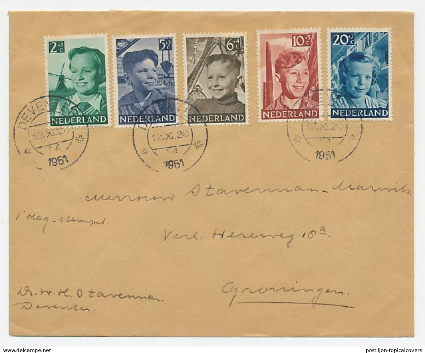 FDC / 1e Dag Em. Kind 1951 - Unclassified