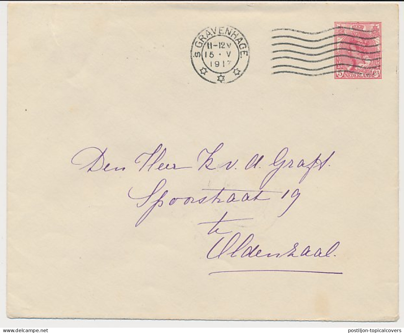 Envelop G. 20 B S Gravenhage - Oldenzaal 1917 - Ganzsachen