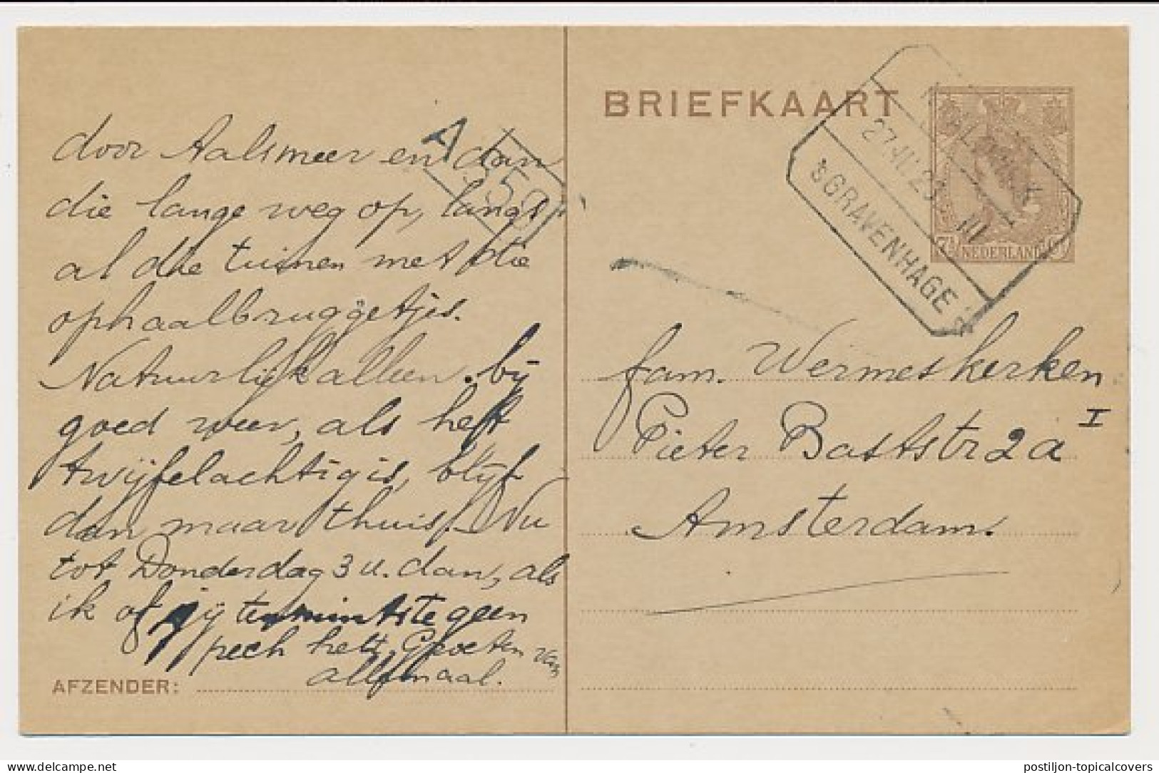 Treinblokstempel : Naaldwijk - S Gravenhage III 1923  - Unclassified