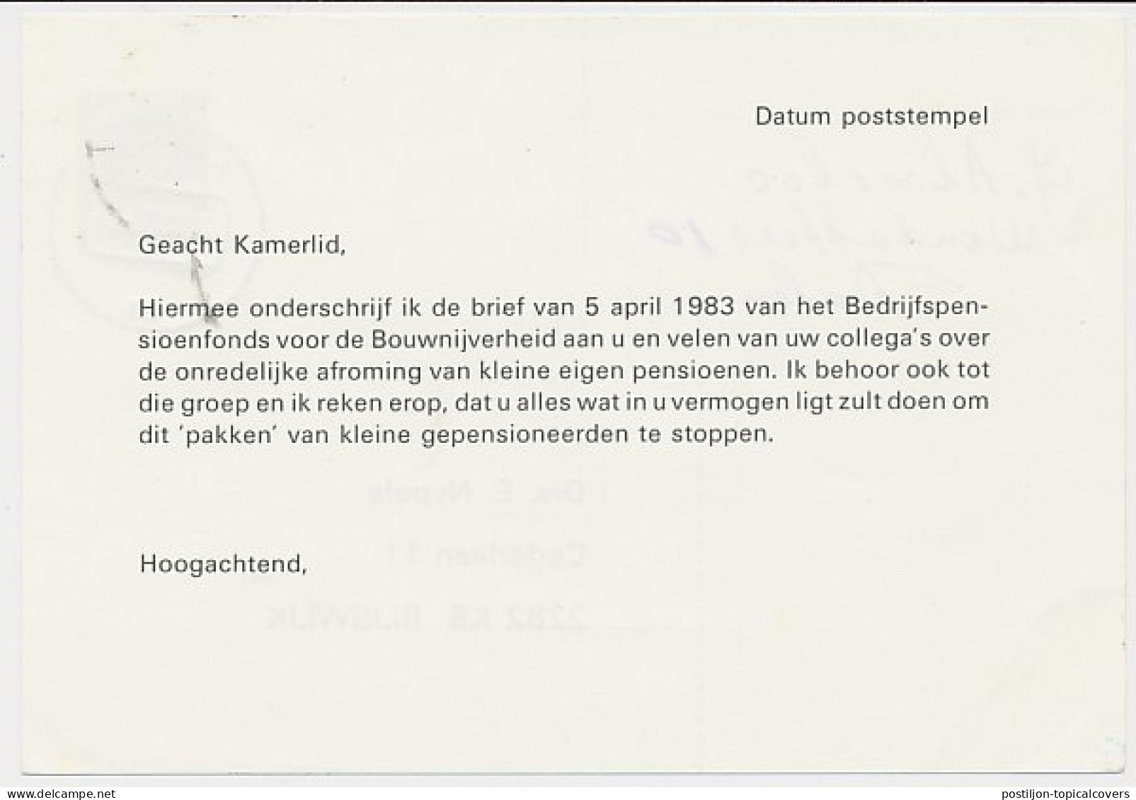 Briefkaart G. 360 Particulier Bedrukt Dalen - Rijswijk 1983 - Ganzsachen