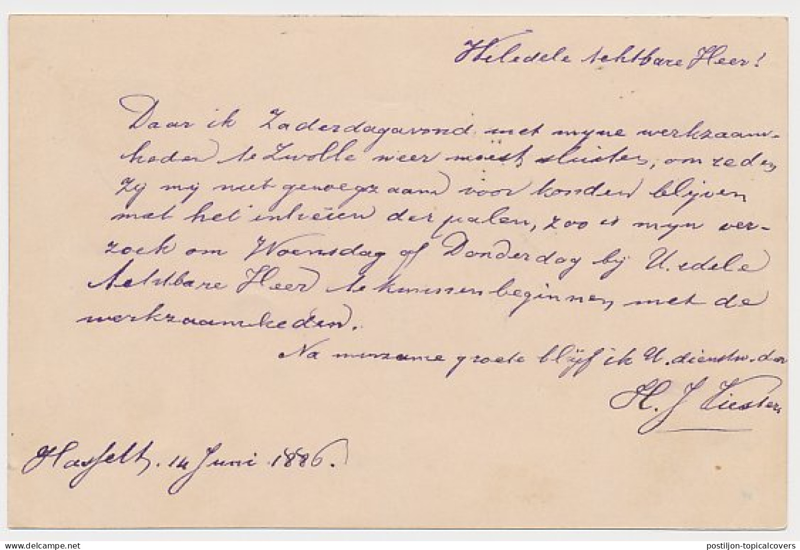 Kleinrondstempel Hasselt 1886 - Ohne Zuordnung