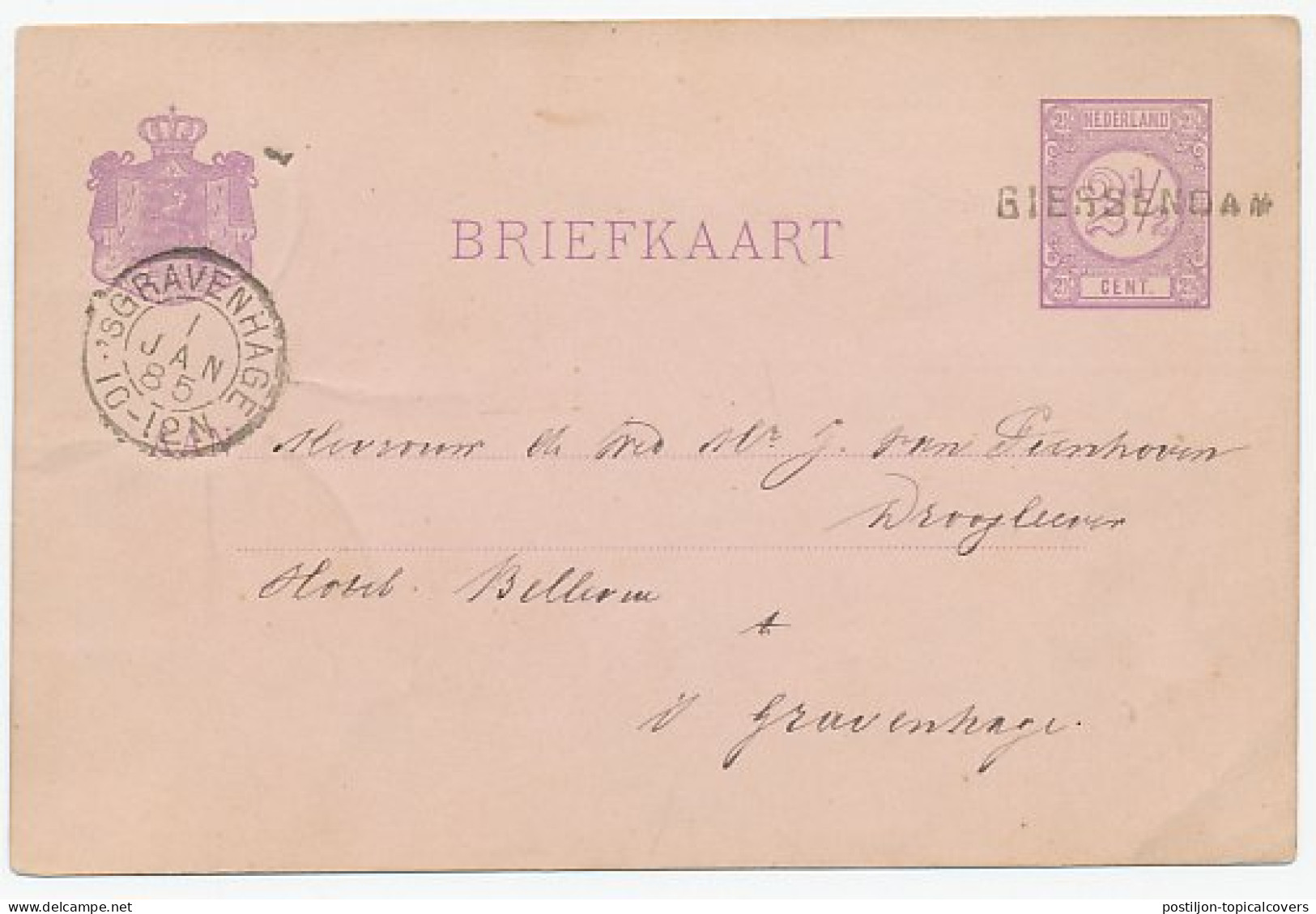 Naamstempel Giessendam 1885 - Covers & Documents