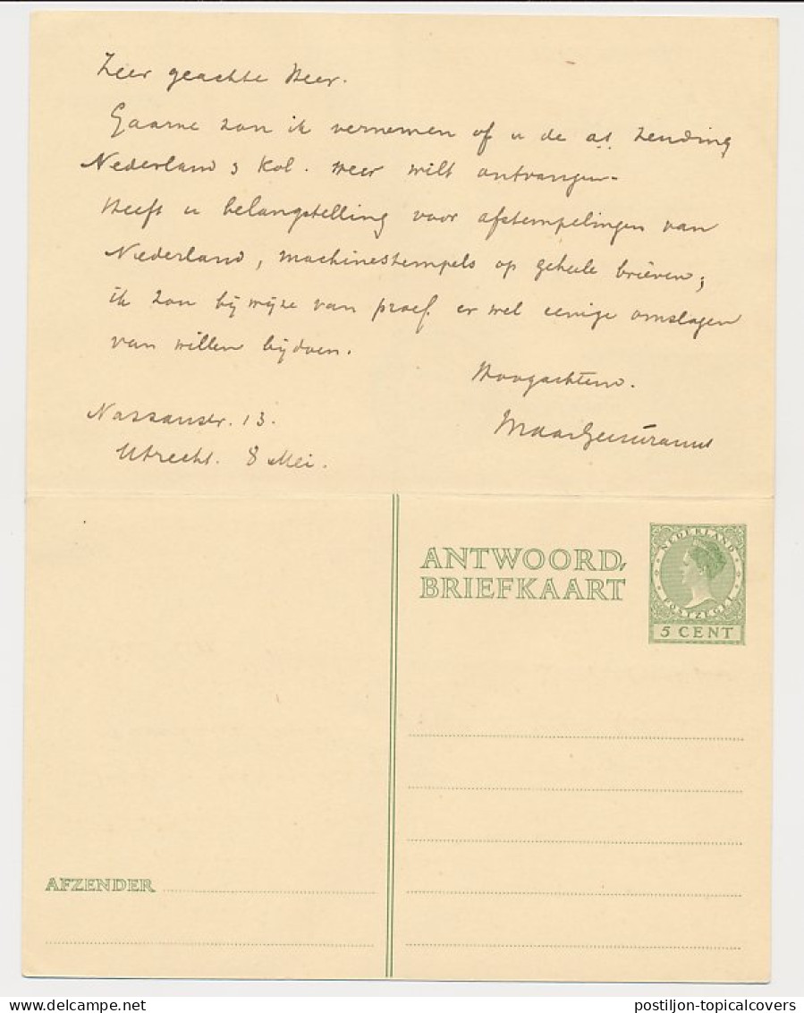 Briefkaart G. 230 Utrecht - Meppel 1936 - Interi Postali