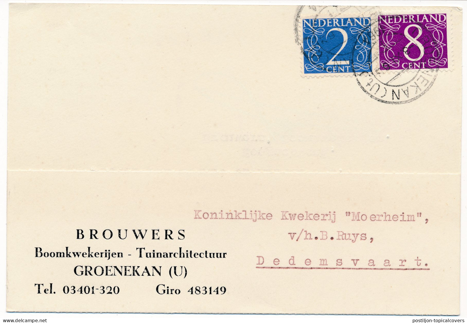 Firma Briefkaart Groenekan 1964 - Boomkwekerij - Ohne Zuordnung