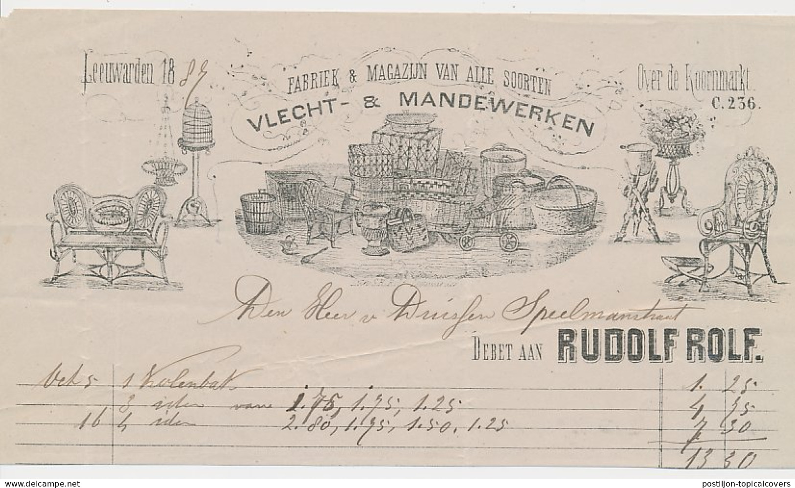Nota Leeuwarden 1887 - Vlechtwerk - Mandewerk - Holanda