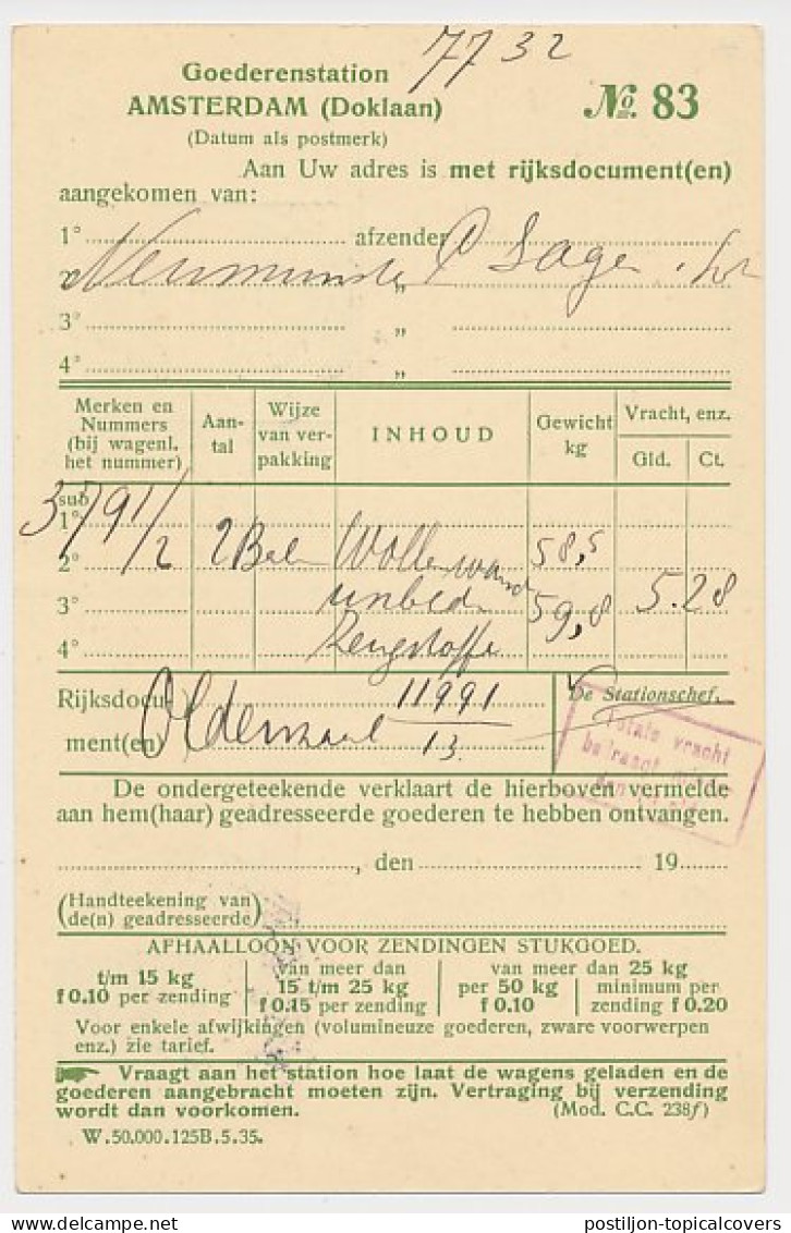 Spoorwegbriefkaart G. NS228 U - Locaal Te Amsterdam 1936 - Postal Stationery