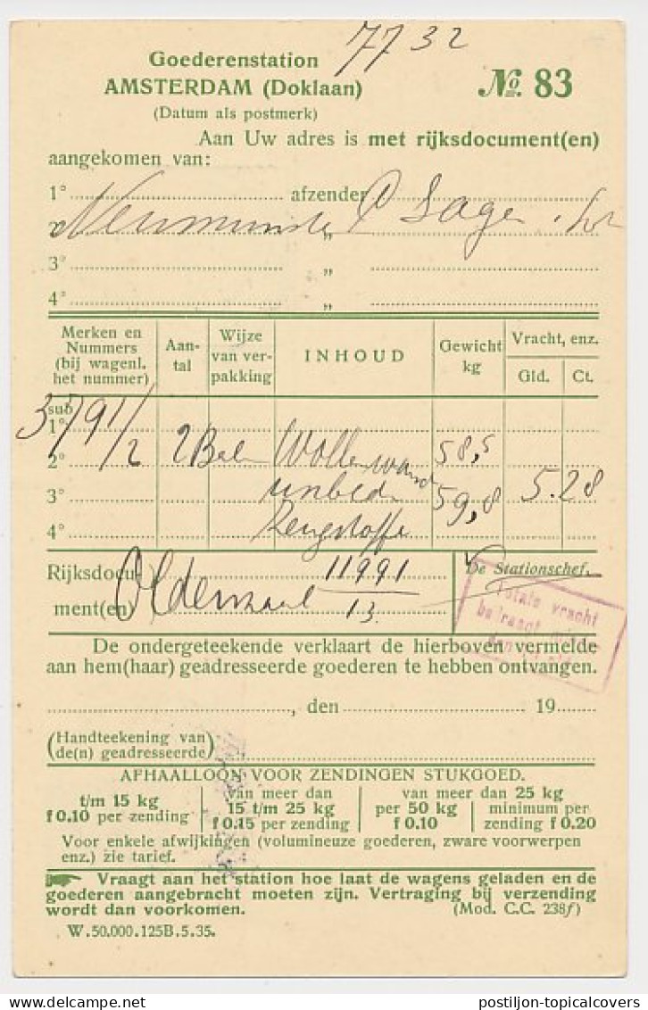 Spoorwegbriefkaart G. NS228 U - Locaal Te Amsterdam 1936 - Entiers Postaux