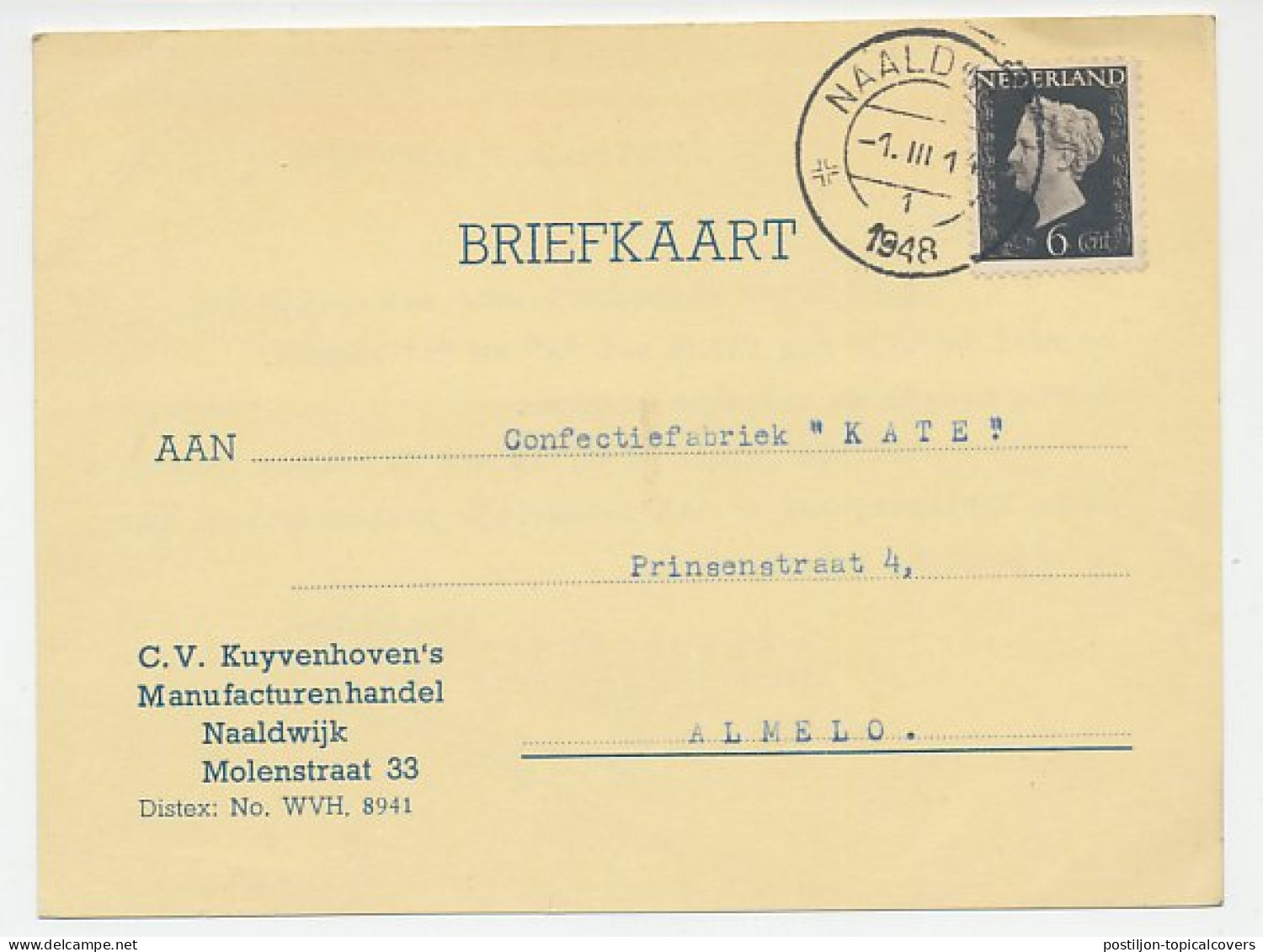 Firma Briefkaart Naaldwijk 1948 - Manufacturen - Ohne Zuordnung
