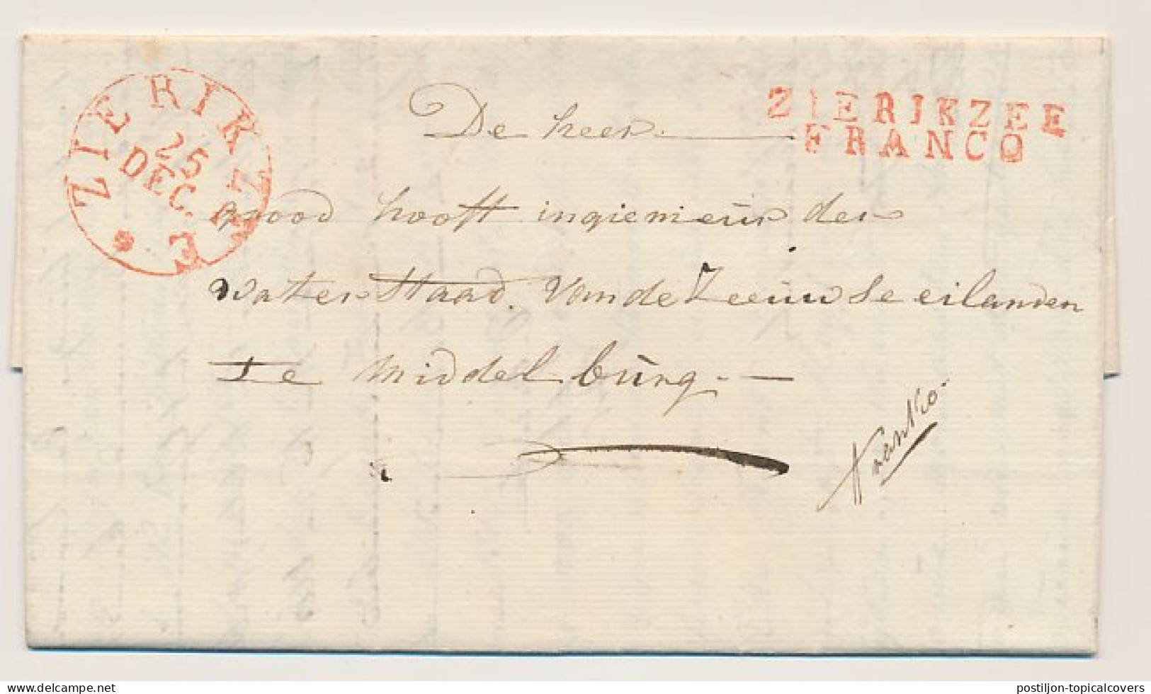 ZIERIKZEE FRANCO - Middelburg 1837 - ...-1852 Vorläufer
