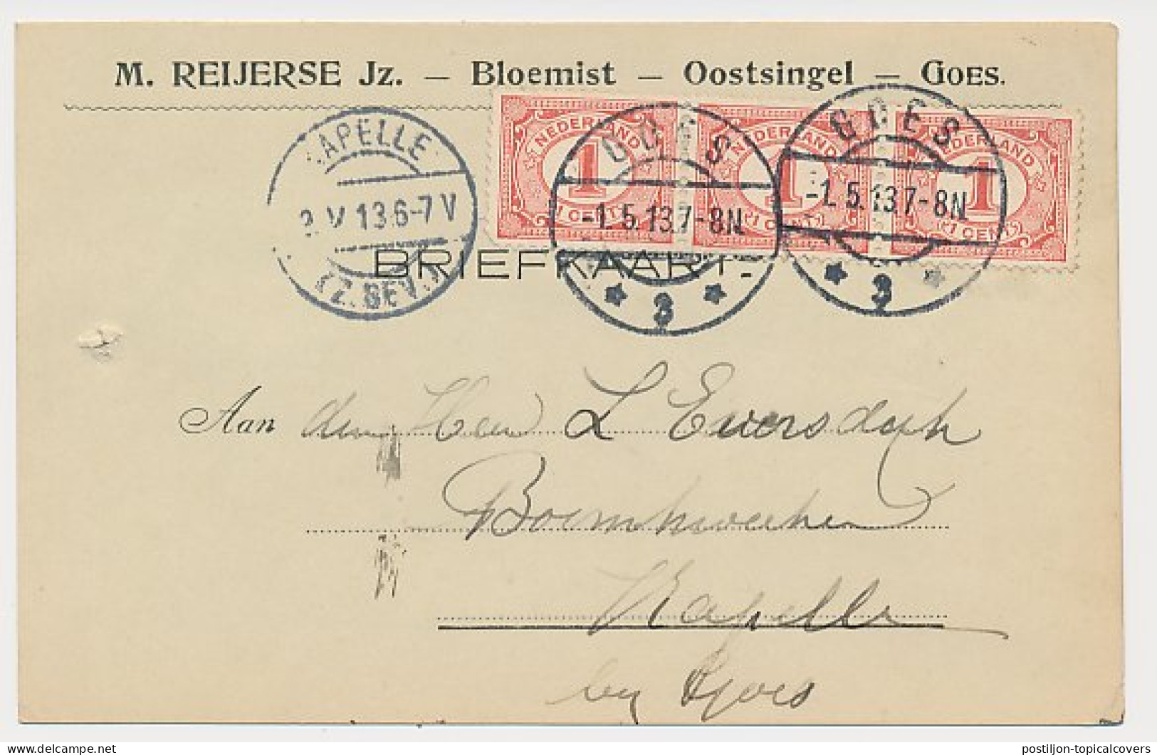 Firma Briefkaart Goes 1913 - Bloemist - Unclassified