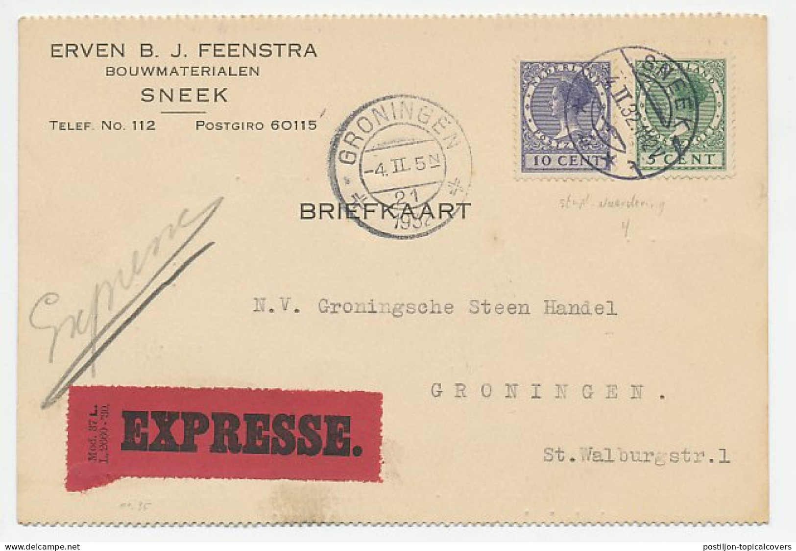 Em. Veth Expresse Sneek - Groningen 1932 - Unclassified