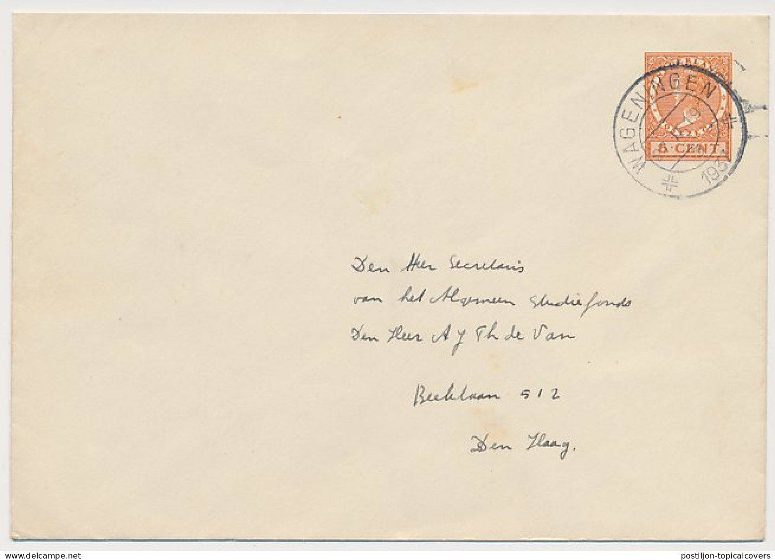 Envelop G. 23 B Wageningen - S Gravenhage 1937 - Entiers Postaux