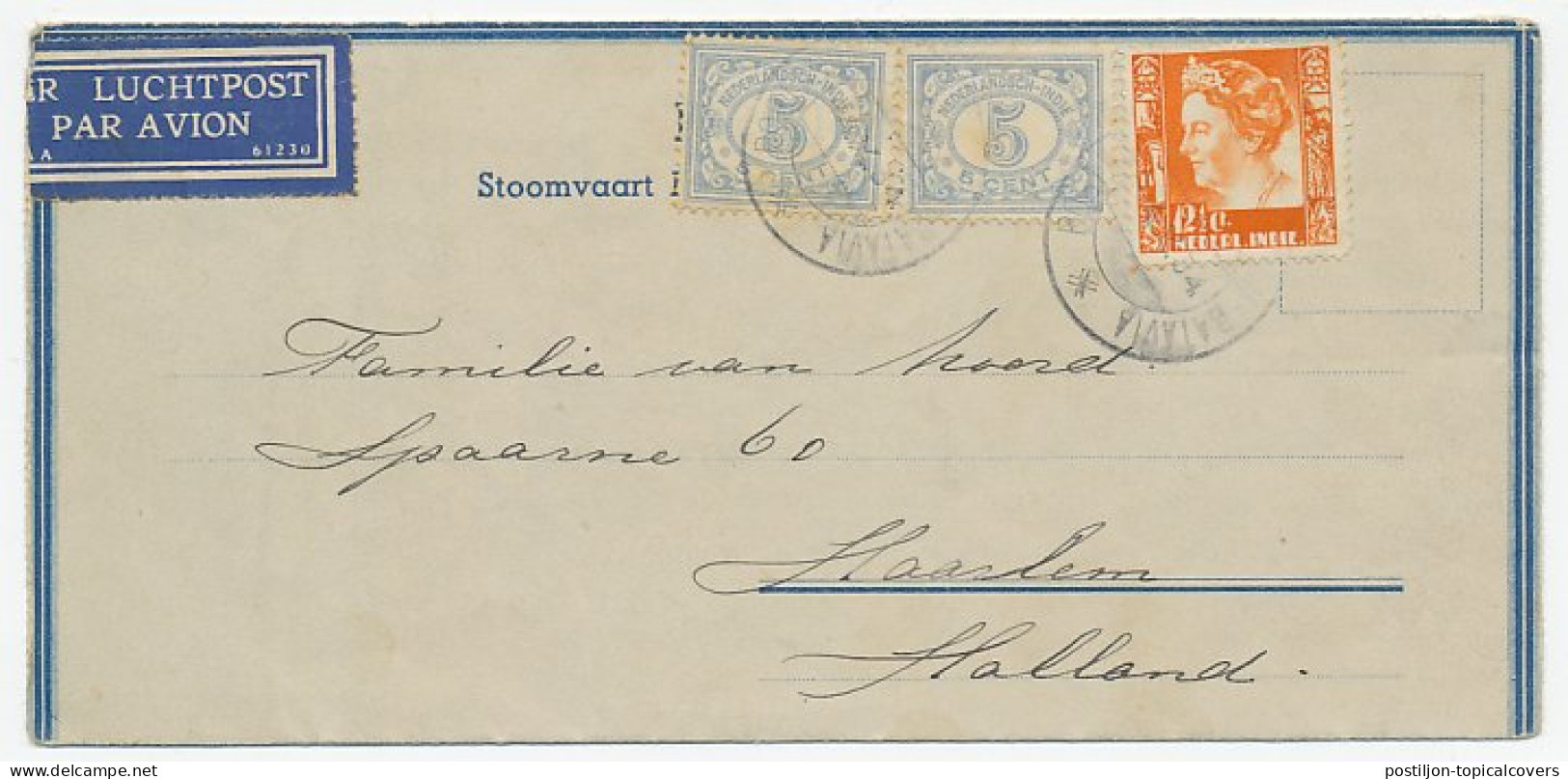 Postagent Amsterdam - Batavia 1934 Postblad SMN - Unclassified