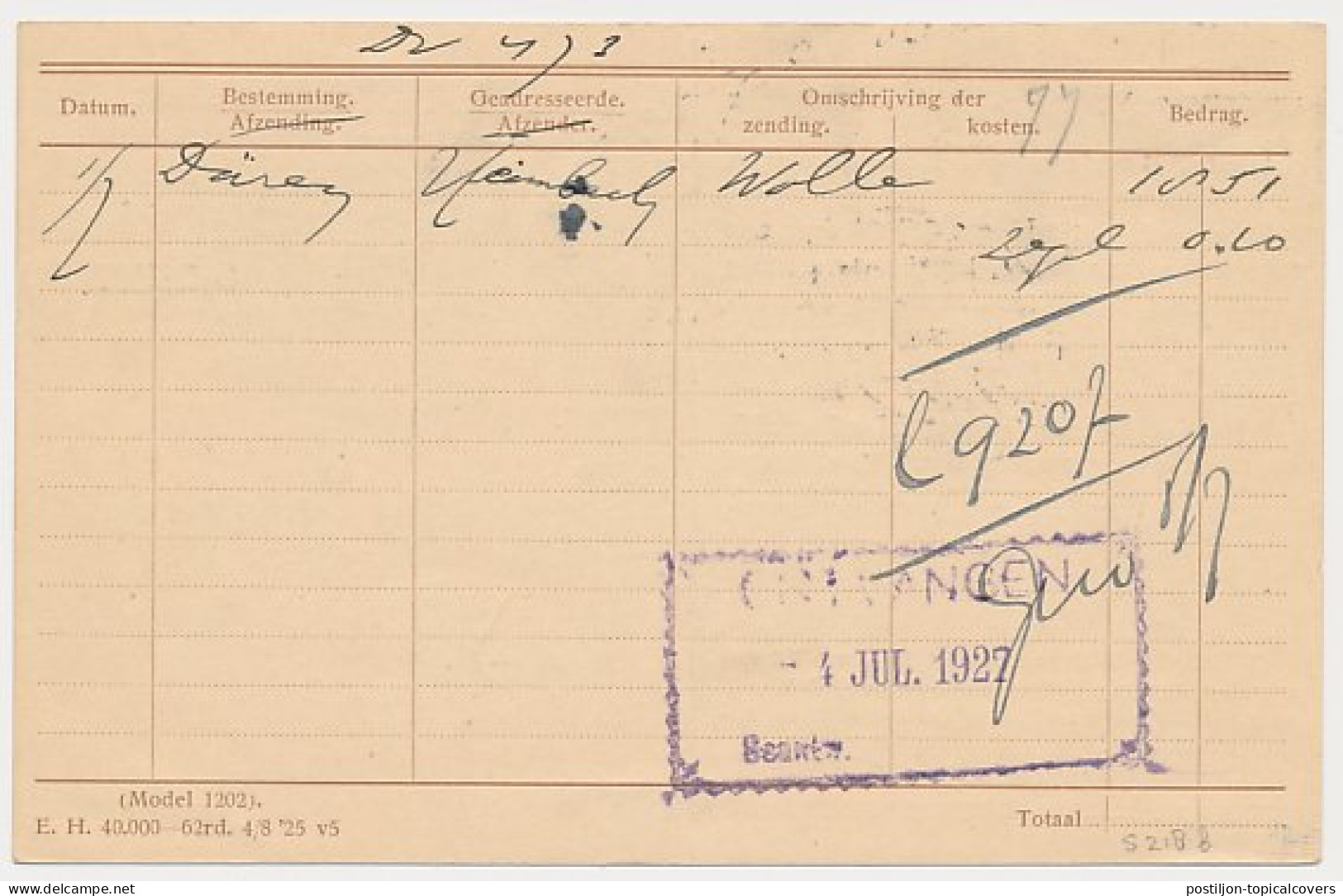 Spoorwegbriefkaart G. NS218 F - Locaal Te Rotterdam 1927 - Postal Stationery