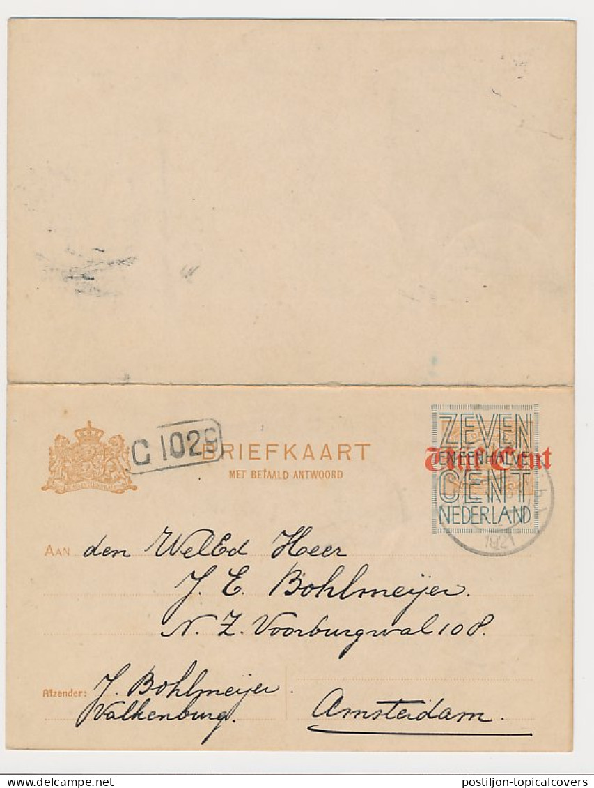 Briefkaart G. 141 II Valkenburg - Amsterdam 1921 - Ganzsachen