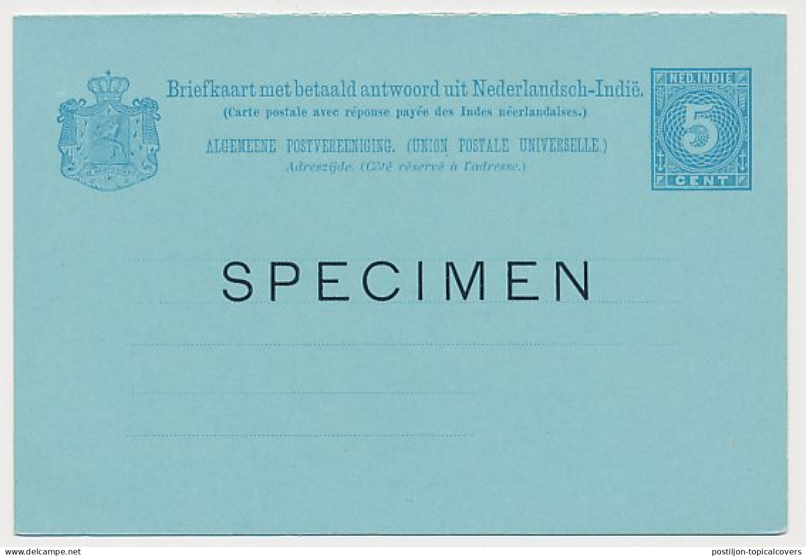 Ned. Indie Briefkaart G. 11 A - SPECIMEN - Netherlands Indies