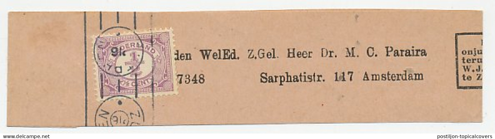 Drukwerkrolstempel / Wikkel - Zutphen 1916 - Non Classés