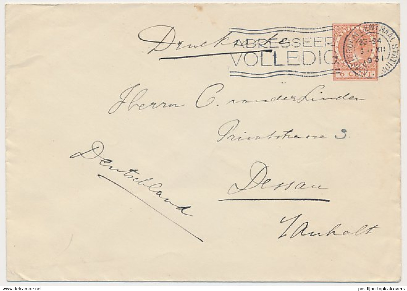 Envelop G. 23 A Amsterdam - Duitsland 1931 - Ganzsachen