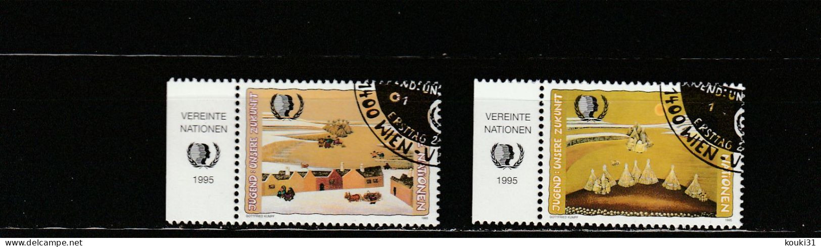 Nations Unies (Vienne) YT 204/5 Obl : Jeunesse , Village , Groupe De Huttes - 1995 - Gebraucht