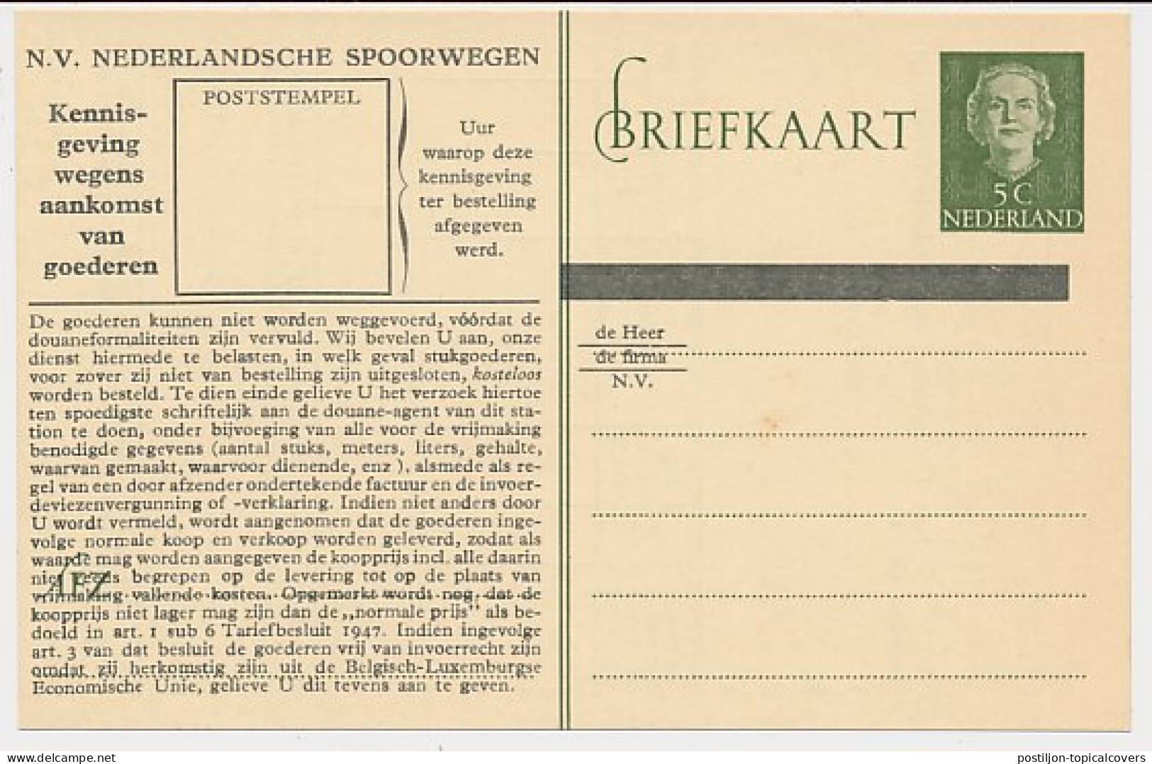 Spoorwegbriefkaart G. NS300 F - Interi Postali