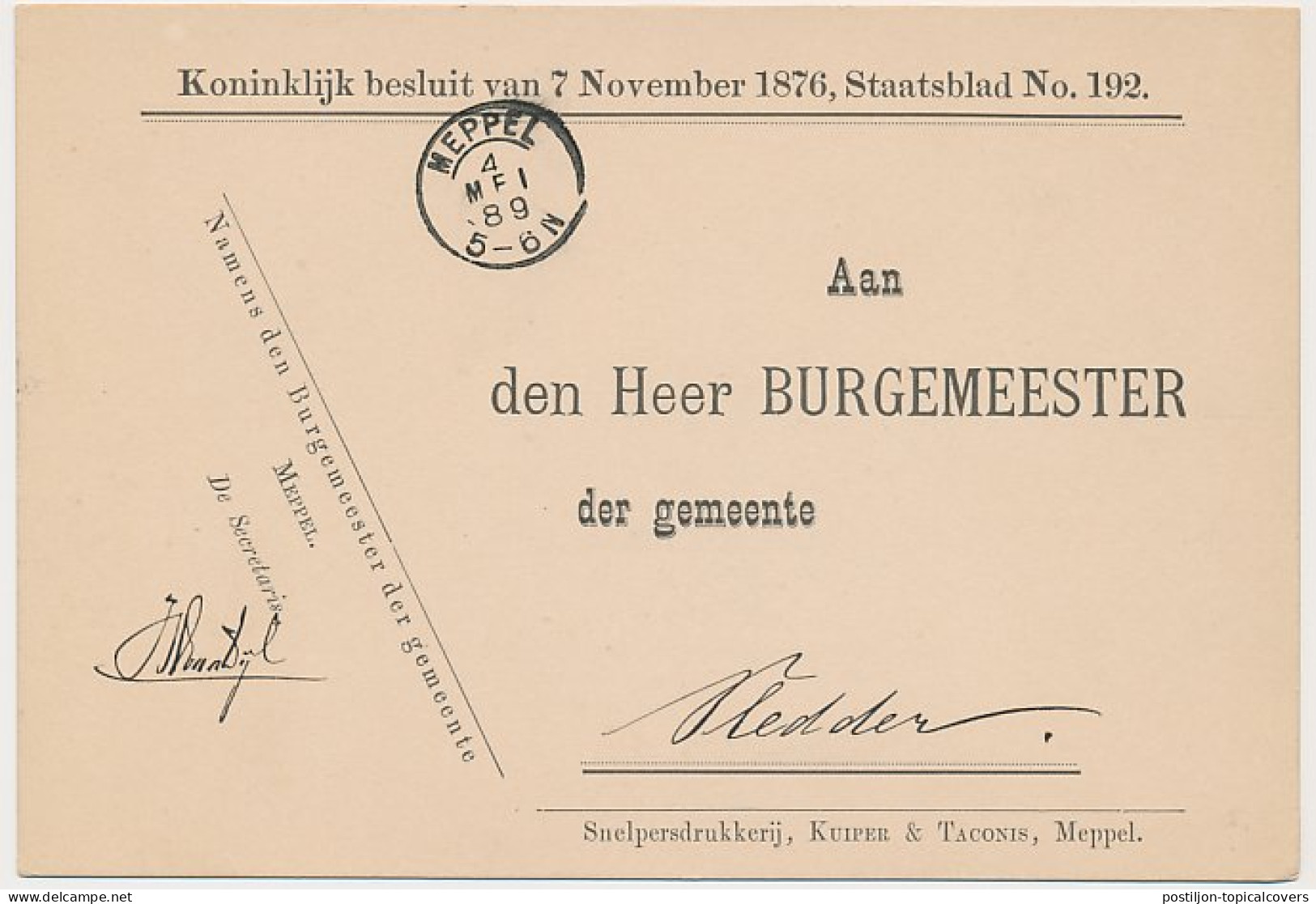 Kleinrondstempel Meppel 1889 - Unclassified