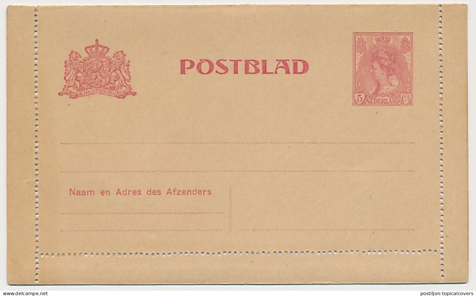 Postblad G. 14 - Bruin Papier - Onregelmatig Geperforeerd - Interi Postali