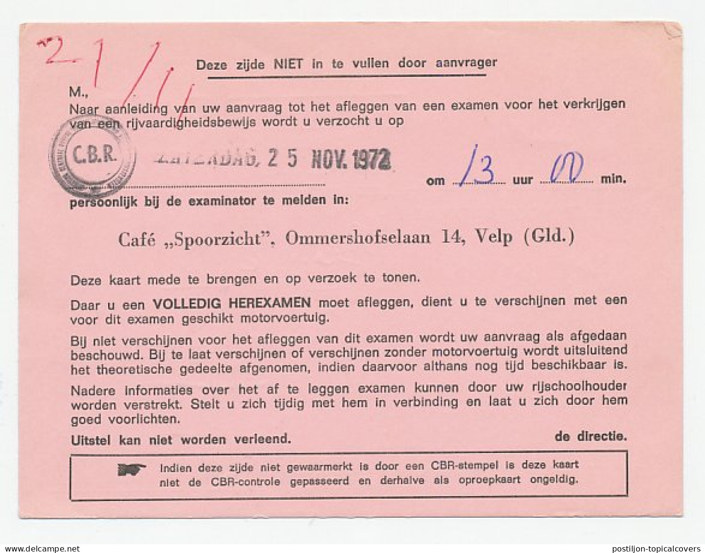Locaal Te Arnhem 1972 - Vertrokken Zonder Nader Adres - Terug - Zonder Classificatie