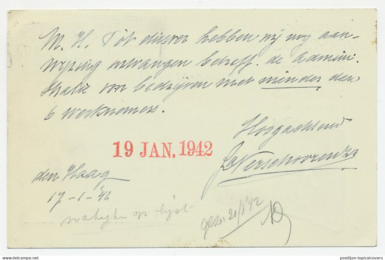 Firma Briefkaart Den Haag 1942 - Boekbinderij - Zonder Classificatie