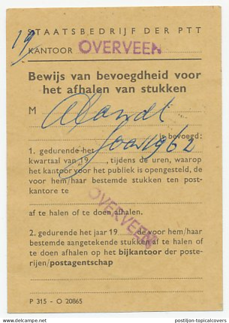 Em. Juliana Postbuskaartje Overveen 1961 - Ohne Zuordnung