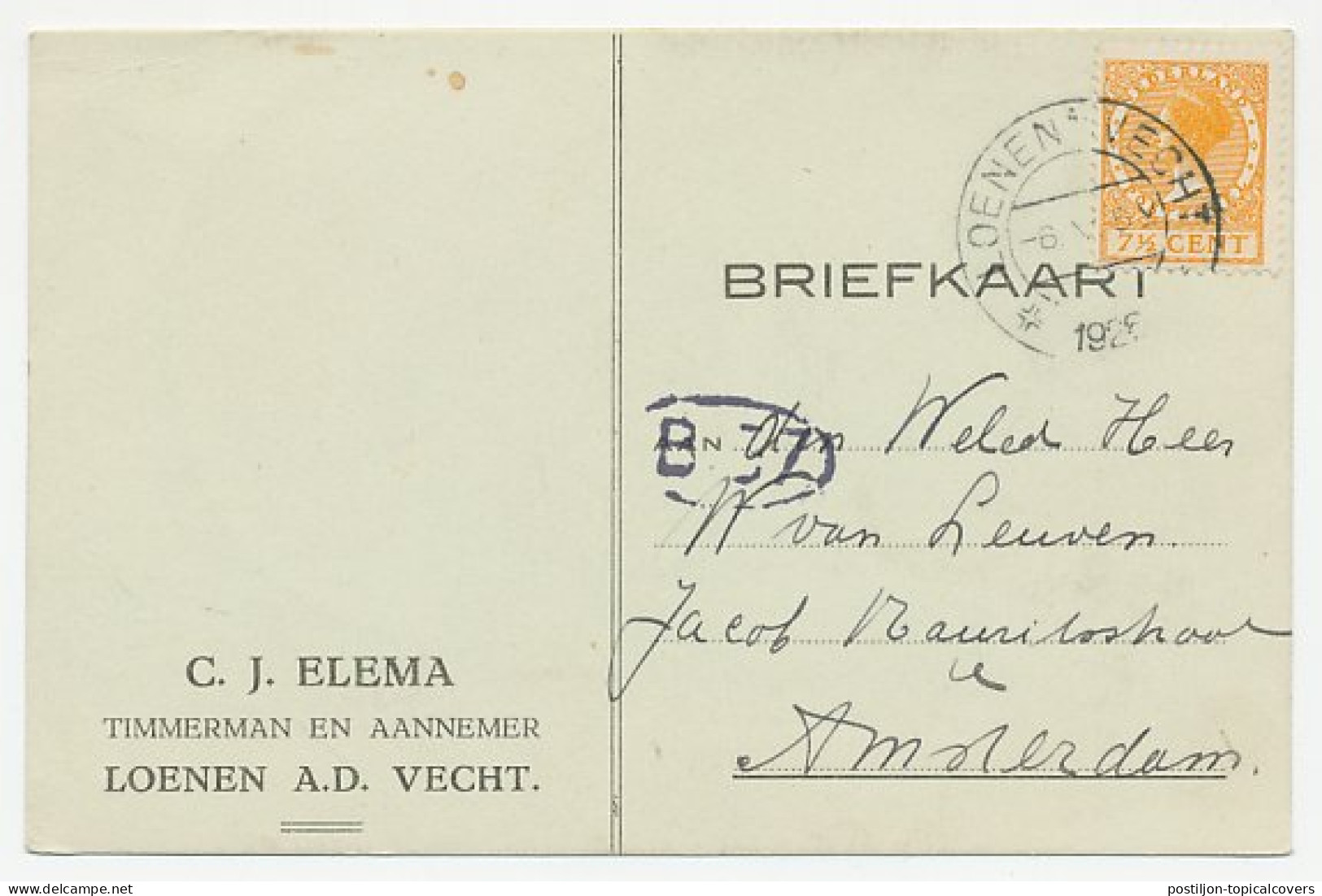 Firma Briefkaart Loenen A/d Vecht 1926 - Timmerman - Non Classificati