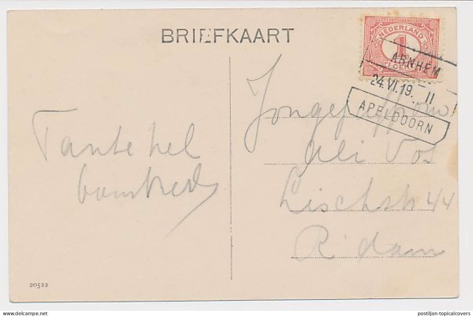 Treinblokstempel : Arnhem - Apeldoorn II 1919 - Unclassified