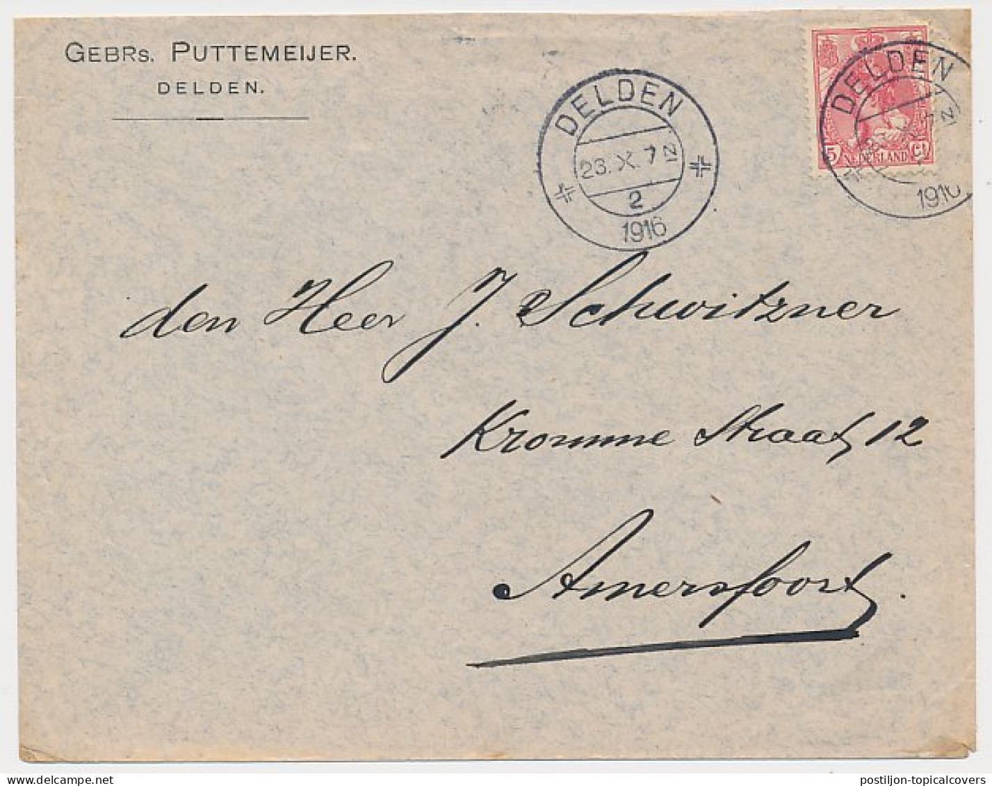 Firma Envelop Delden 1916 - Gebrs. Puttemeijer - Non Classés