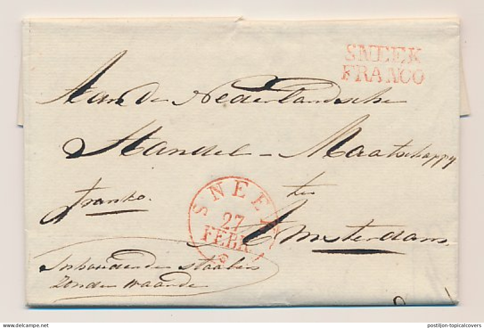 SNEEK FRANCO - Amsterdam 1832 - ...-1852 Prephilately