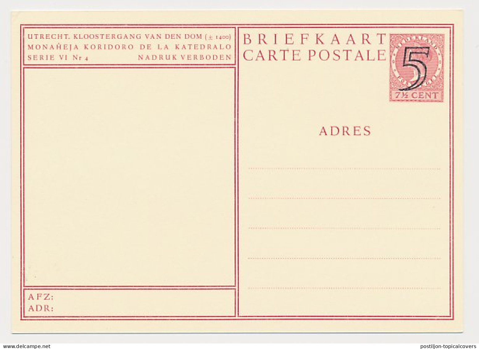 Briefkaart G. 284 N - Utrecht - Interi Postali