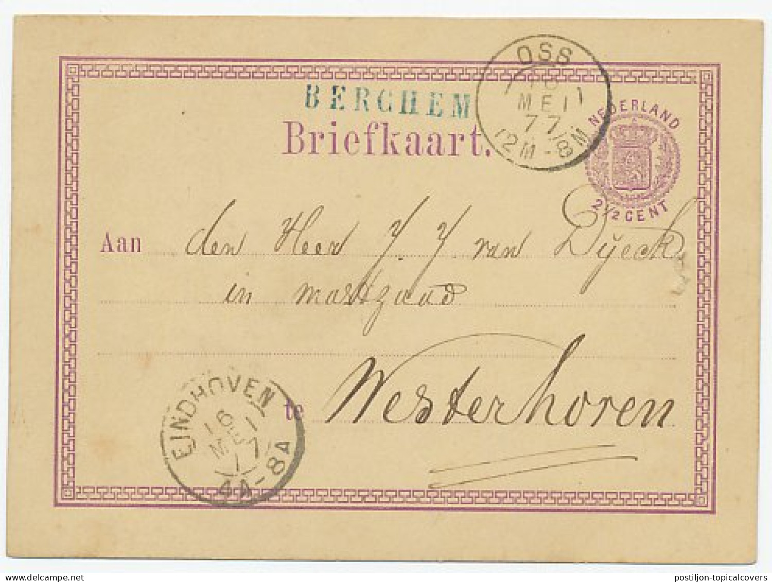 Naamstempel Berchem 1877 - Brieven En Documenten