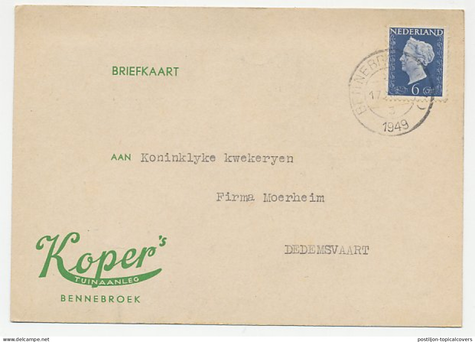 Firma Briefkaart Bennebroek 1949 - Tuinaanleg - Non Classificati