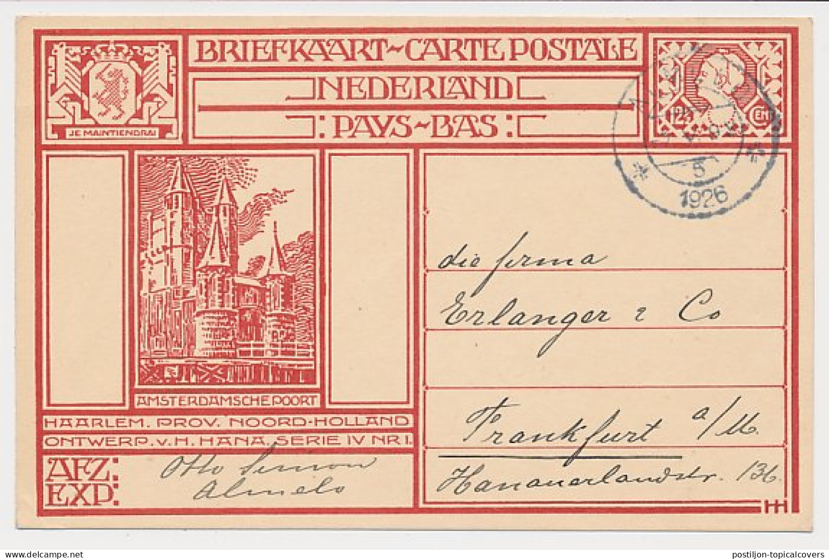 Briefkaart G. 199 G Almelo - Duitsland 1926 - Entiers Postaux