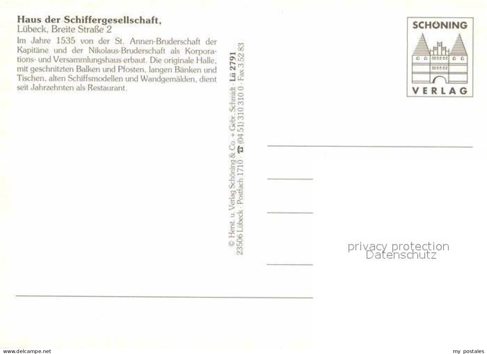 72783551 Luebeck Haus Der Schiffergesellschaft Luebeck - Lübeck