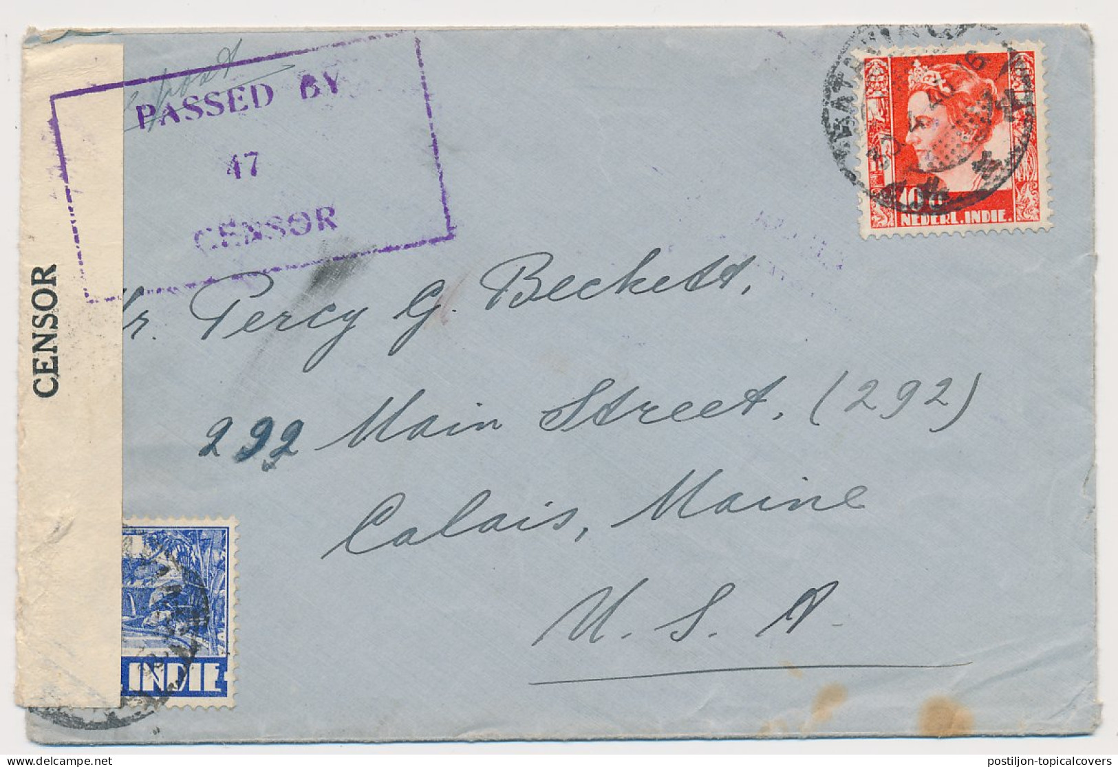 Censored Cover Batavia Netherlands Indies 1940 - USA 1940 - Nederlands-Indië